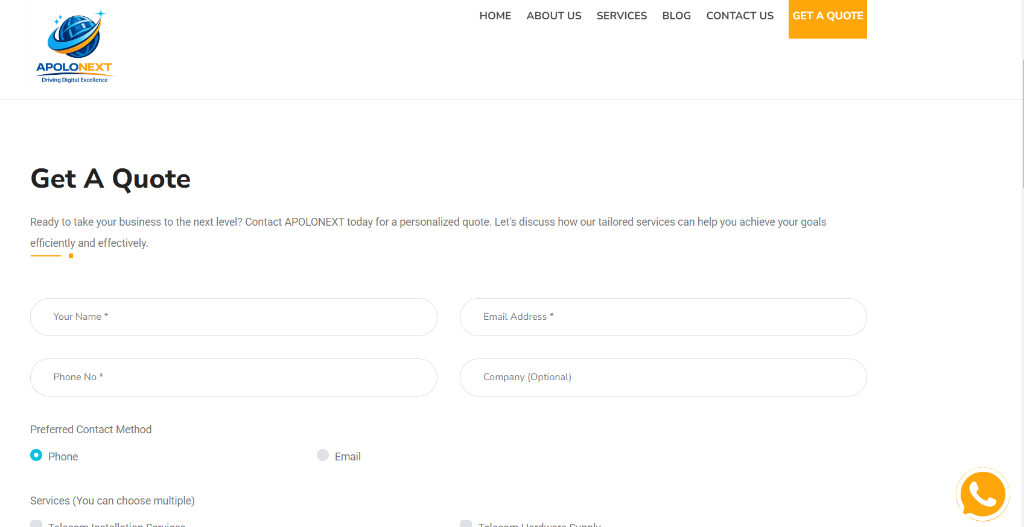 Apolo Next Global Quote Form